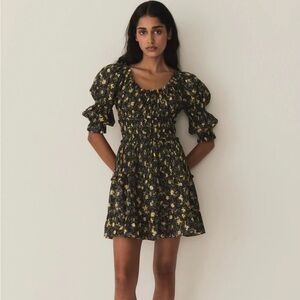NWT Doen Ismene Mini Dress in Noir Winding Blossoms, Size Medium